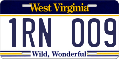 WV license plate 1RN009