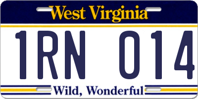 WV license plate 1RN014