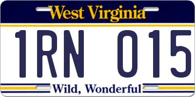 WV license plate 1RN015