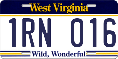 WV license plate 1RN016