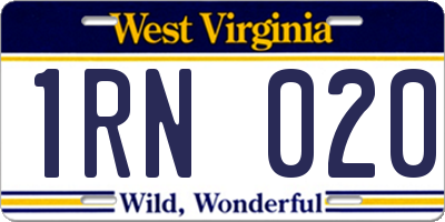 WV license plate 1RN020