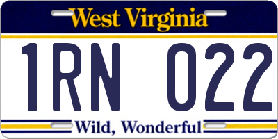 WV license plate 1RN022
