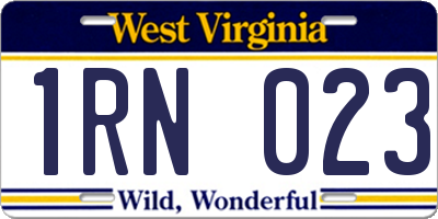 WV license plate 1RN023