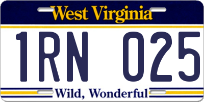 WV license plate 1RN025