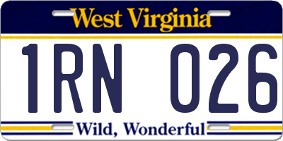 WV license plate 1RN026