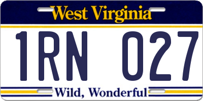 WV license plate 1RN027