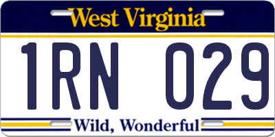 WV license plate 1RN029