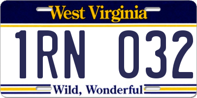 WV license plate 1RN032