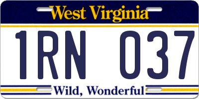 WV license plate 1RN037