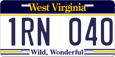 WV license plate 1RN040