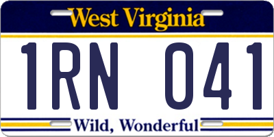 WV license plate 1RN041