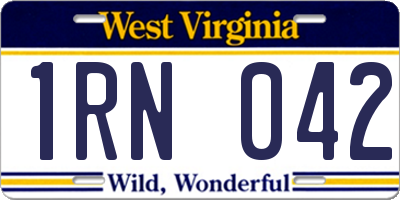 WV license plate 1RN042