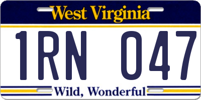 WV license plate 1RN047
