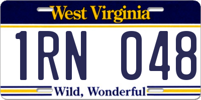 WV license plate 1RN048