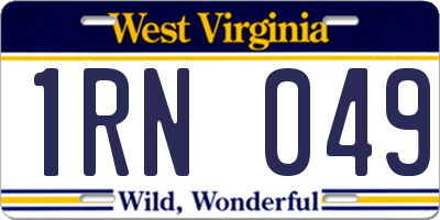 WV license plate 1RN049