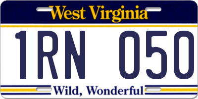 WV license plate 1RN050
