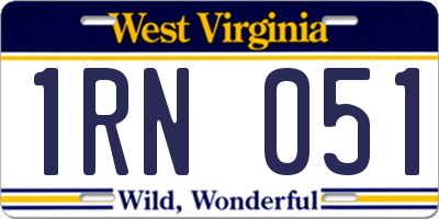 WV license plate 1RN051