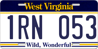 WV license plate 1RN053