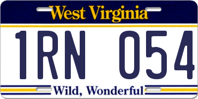 WV license plate 1RN054