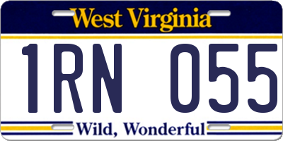 WV license plate 1RN055