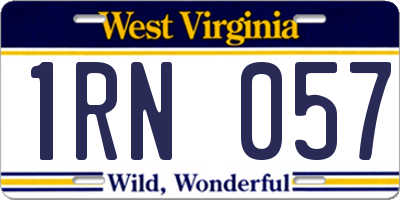 WV license plate 1RN057