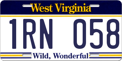 WV license plate 1RN058