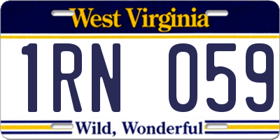 WV license plate 1RN059