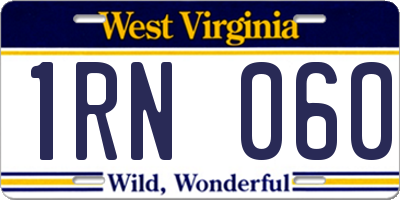 WV license plate 1RN060
