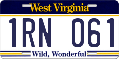 WV license plate 1RN061