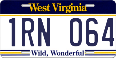 WV license plate 1RN064
