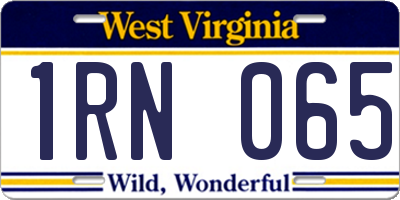 WV license plate 1RN065