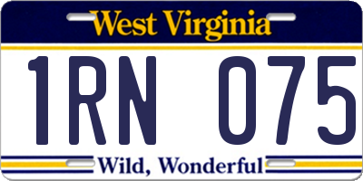WV license plate 1RN075