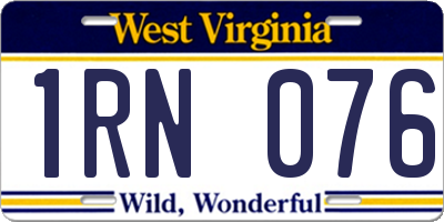 WV license plate 1RN076