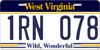 WV license plate 1RN078