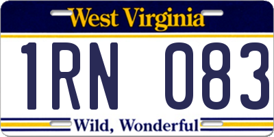 WV license plate 1RN083