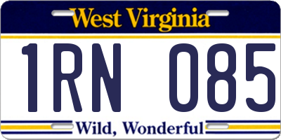 WV license plate 1RN085