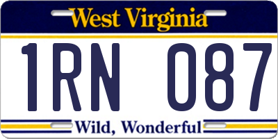 WV license plate 1RN087