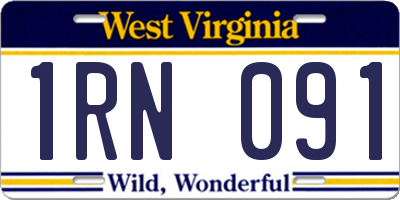 WV license plate 1RN091