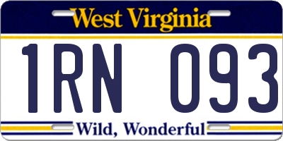 WV license plate 1RN093