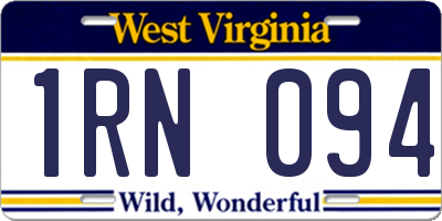 WV license plate 1RN094