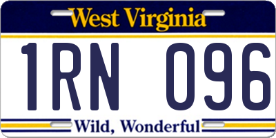 WV license plate 1RN096