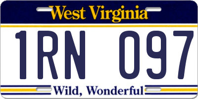 WV license plate 1RN097
