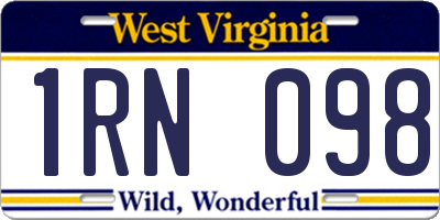 WV license plate 1RN098