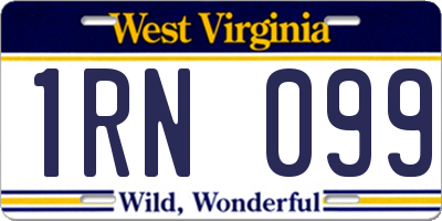 WV license plate 1RN099
