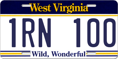 WV license plate 1RN100