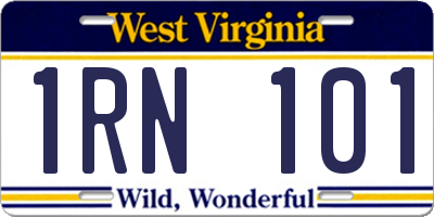 WV license plate 1RN101