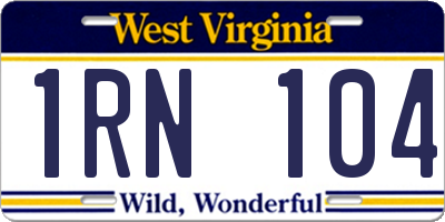 WV license plate 1RN104