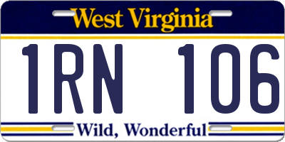 WV license plate 1RN106