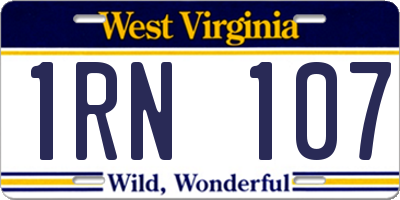WV license plate 1RN107