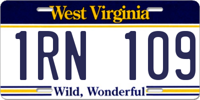 WV license plate 1RN109